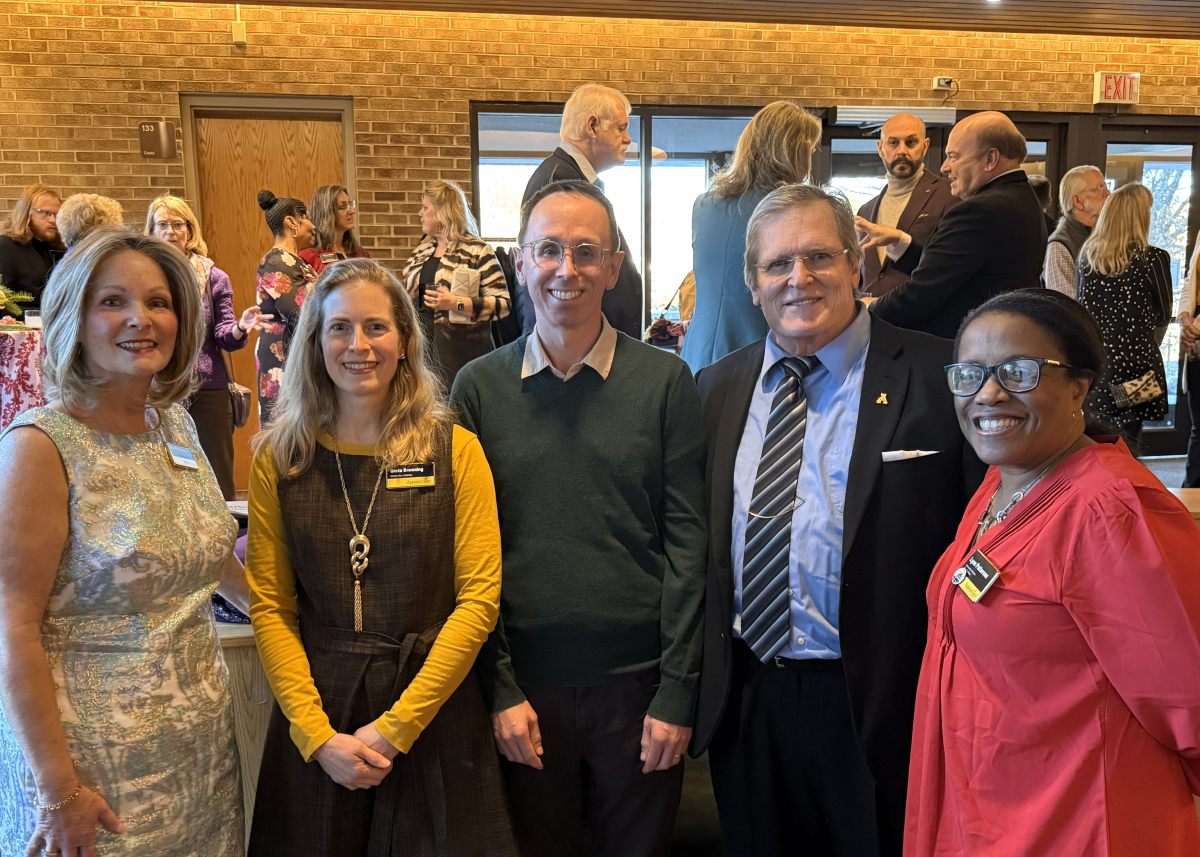Library Staff, Sue Polanka, Greta Browning, Mark Coltrain, Allan Scherlen, Lynn Patterson at Reception