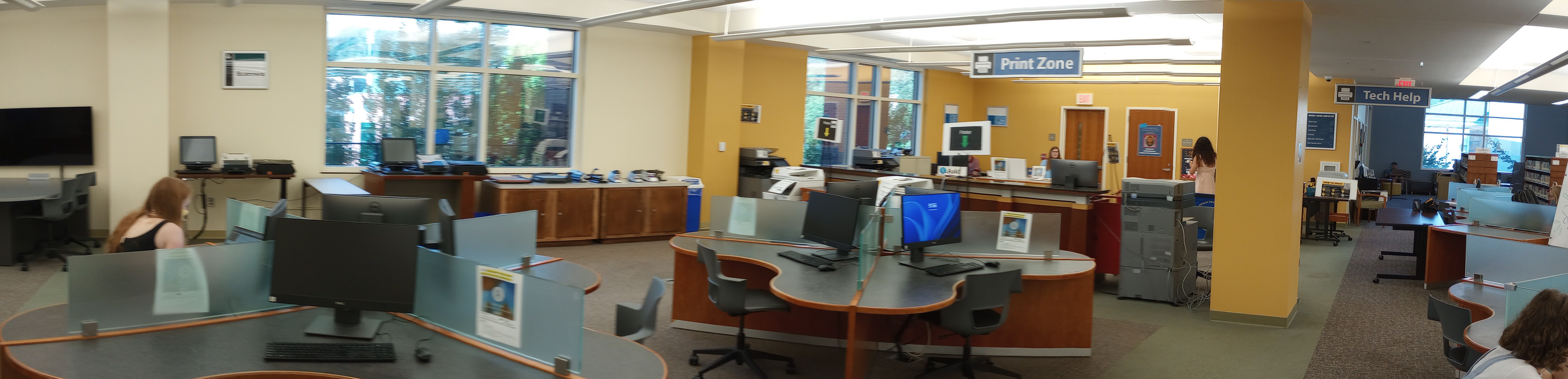 Print Zone and Tech Help area on main floor of Belk Library