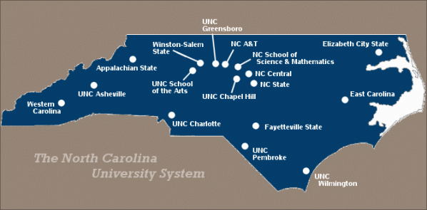 Map of UNC system school locations