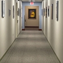 Belk Library hallway with new art placement