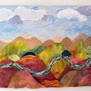 Artwork, mixed-media piece, “hope, even when the creek rises, in response th Hurricane Helene