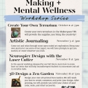 Making + Mental Wellness poster with workshop descriptions
