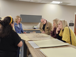 Special Collections closed stacks presentation with guests and Dean Polanka