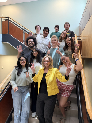 photo of Dean Sue Polanka and graduating senior library student employee