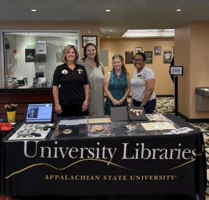 Photograph of Sue Polanka, Kelly Burkett, Emily Kader and Lynn Patterson at the Appalachian Theatre