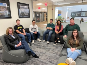 Dean Polanka with members of the Student Library Advisory Board