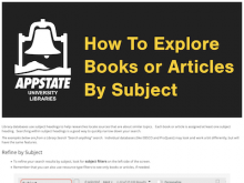 Tutorial on How to Explore Books or Articles by Subject