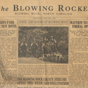 Front page of the Blowing Rocket Newspaper from June 11, 1932 from DigitalNC