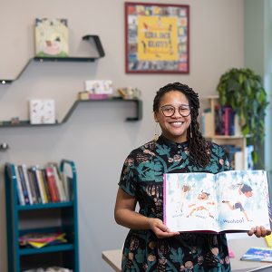 Jewel Davis holding a book 