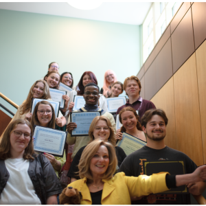 Dean Sue Polanka with Library Student Employee Scholarship Winners for 2026-2027