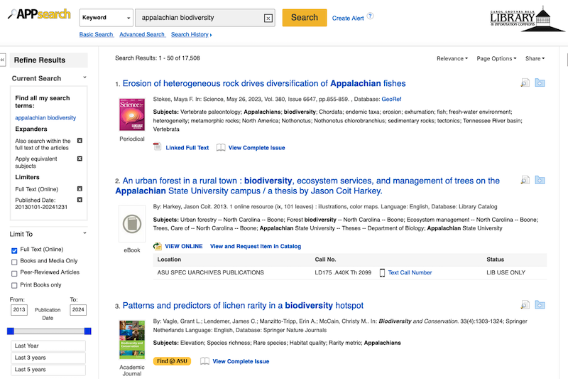 Filtering options appear under the "Refine results" heading on the search results page