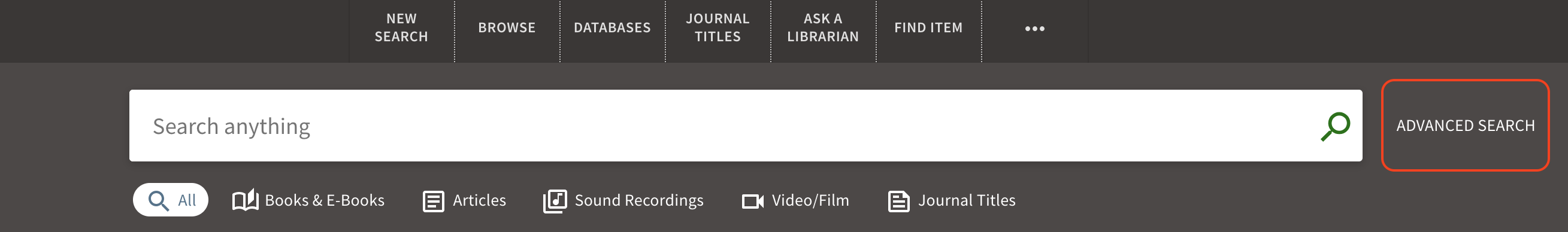 Screenshot of Advanced Search