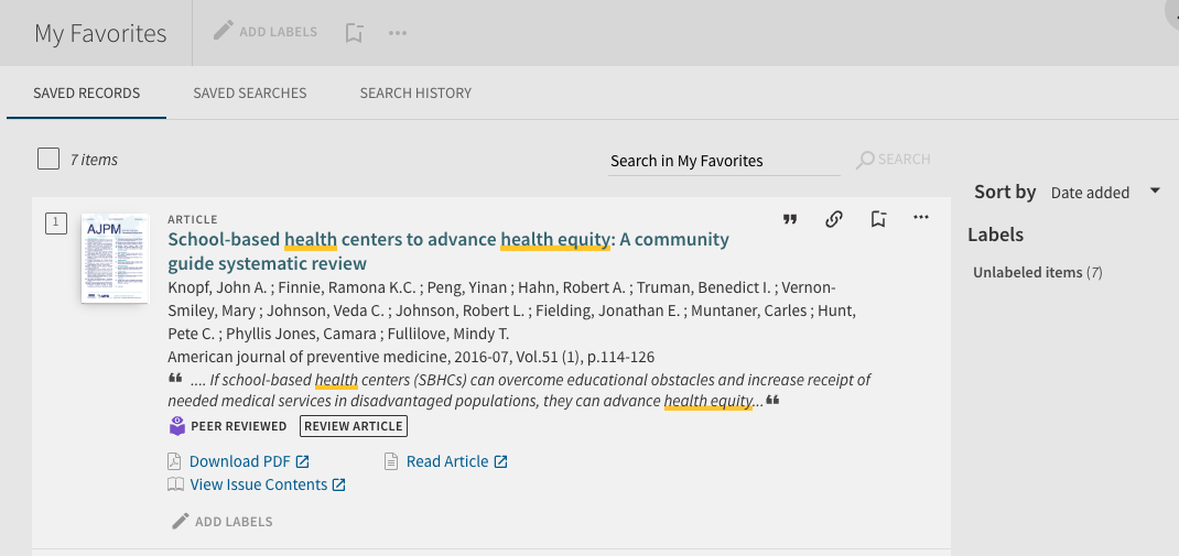 saved records screen