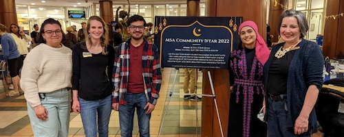 Librarians and students at an event cosponsored with the Muslim Student Association