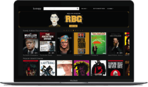 Laptop showing Kanopy film selections