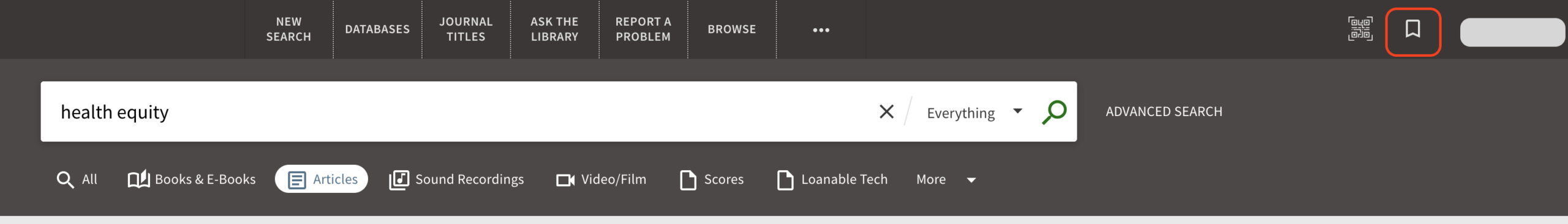 howtos-saveresults-bookmarks Access saved results using the main menu in Library Search