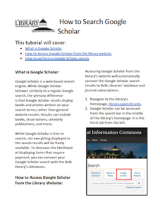 Google Scholar tutorial (PDF)