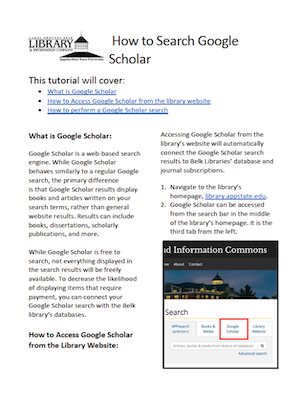 Google Scholar tutorial (PDF)