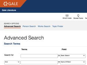 Finding Resources Using Gale Literary Sources