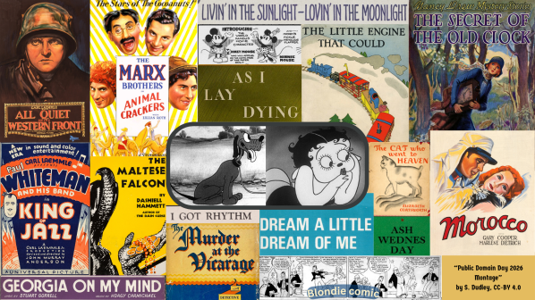 Collage of public domain materials now available to use share and adapt. Details in text.